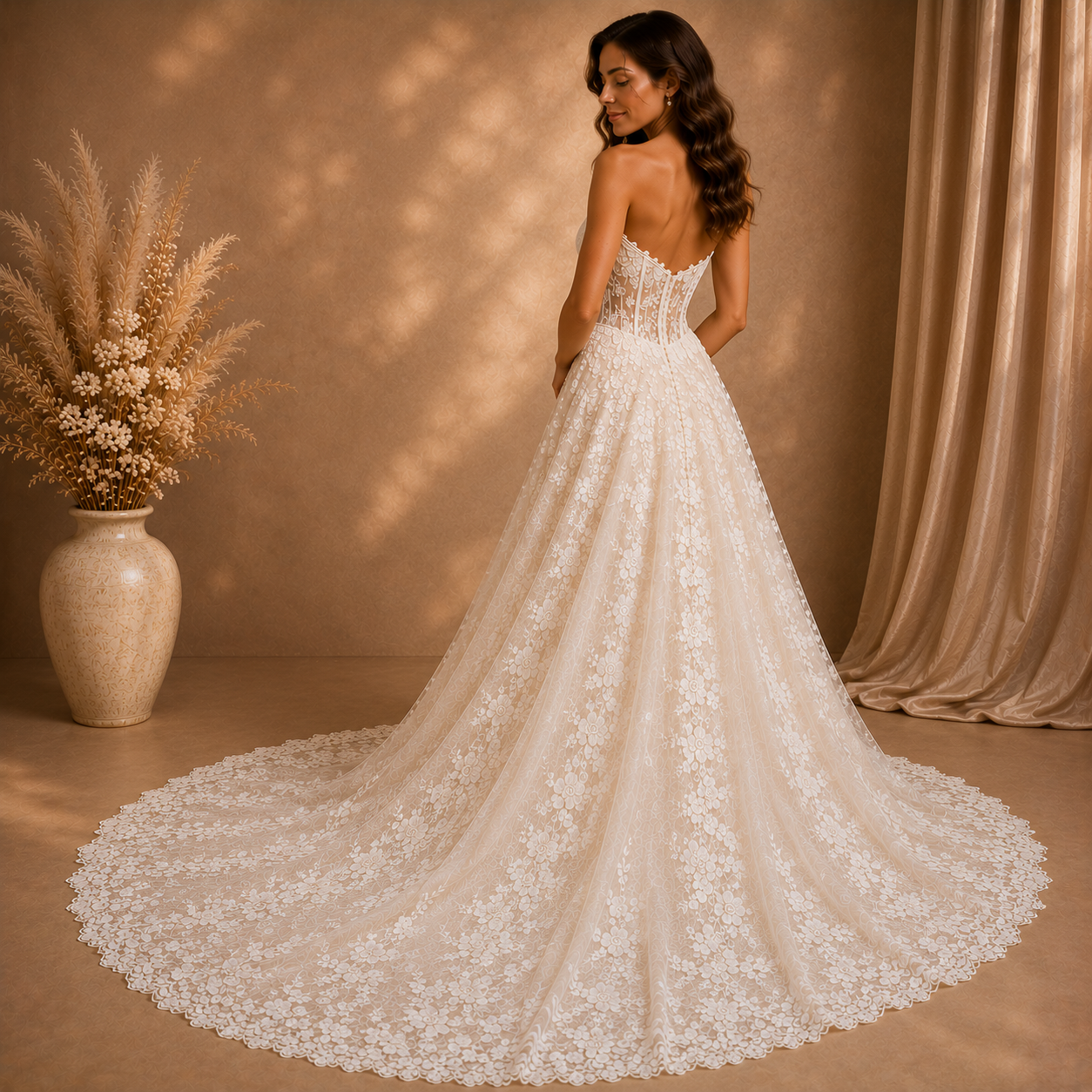 Ivory Lace Wedding Gown
