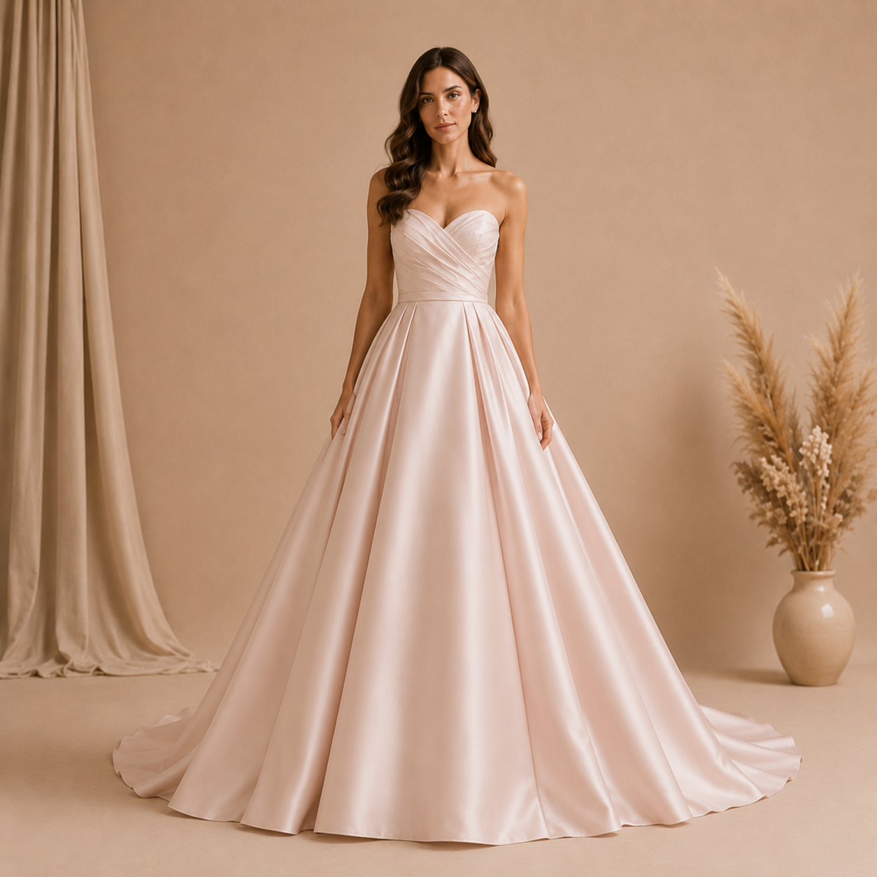 Blush Satin Bridal Ball Gown