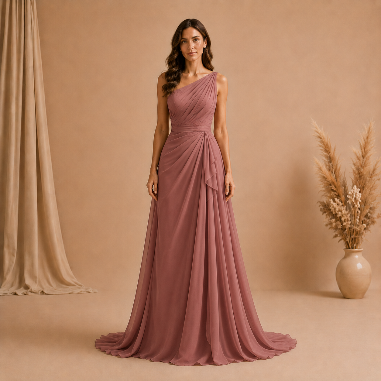 Draped Chiffon Evening Dress