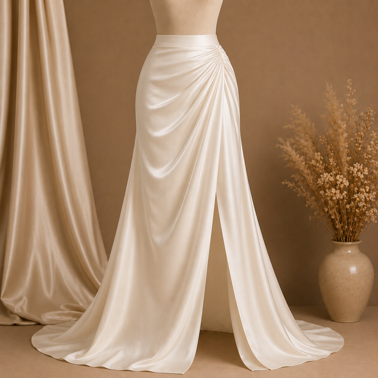 Draped Satin Bridal Skirt