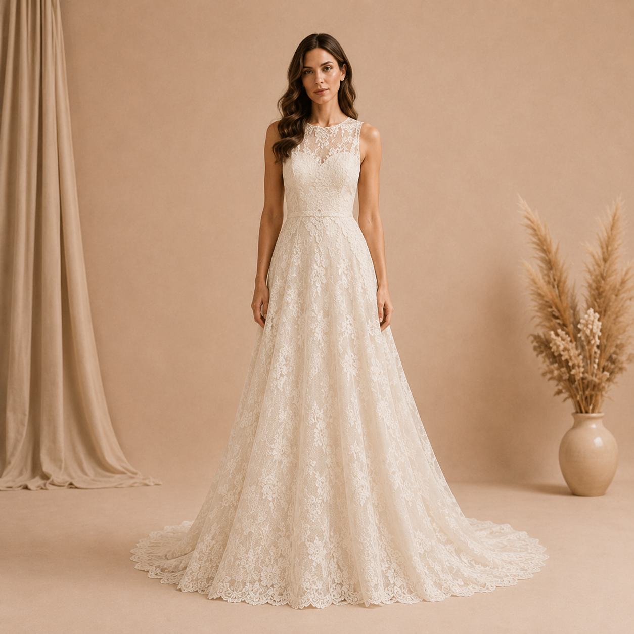 Ivory Lace Wedding Gown